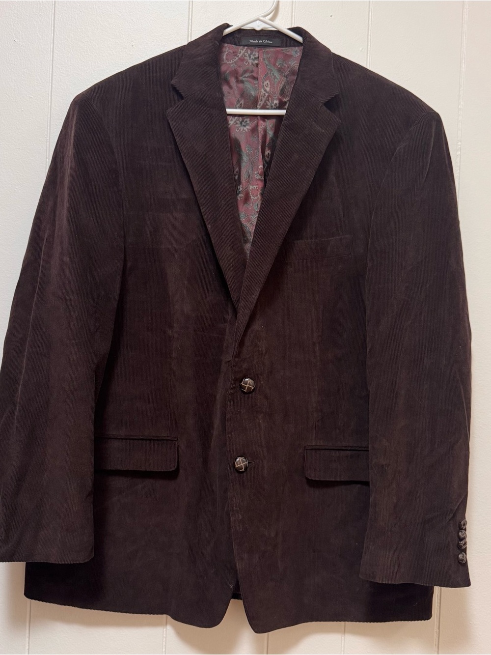 Ralph Lauren Corduroy Blazer Jacket Mens 48R Brown Paisley Lined Sport Coat EUC